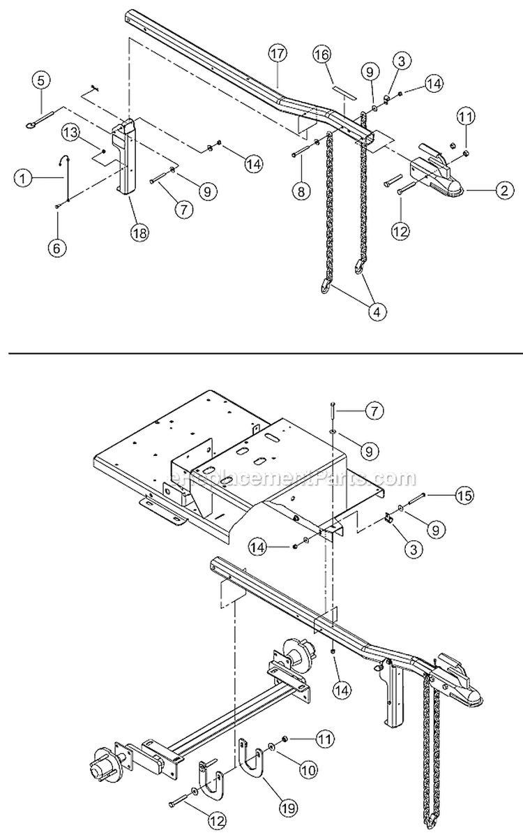 Hitch - Ce Compliant Diagram and Parts List for SC5720B 5VJAA0010BW002960 Bear Cat Chipper Shredder